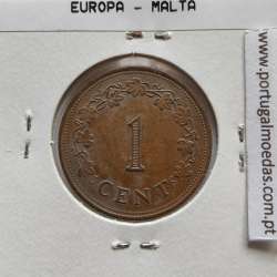 Malta 1 Cent 1977 Bronze, World Coins Malta KM 8, coin of 1 Cent 1977 Bronze