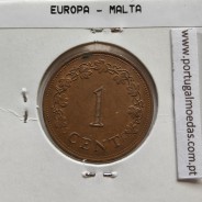 Malta 1 Cent 1977 Bronze, World Coins Malta KM 8, coin of 1 Cent 1977 Bronze