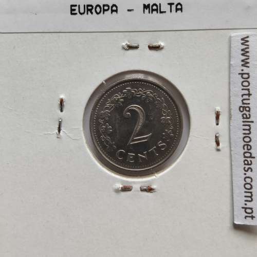 Malta 2 Cents 1977 Cupro-niquel, World Coins Malta KM 9, coin of 2 Cents 1977 Cupro-níquel