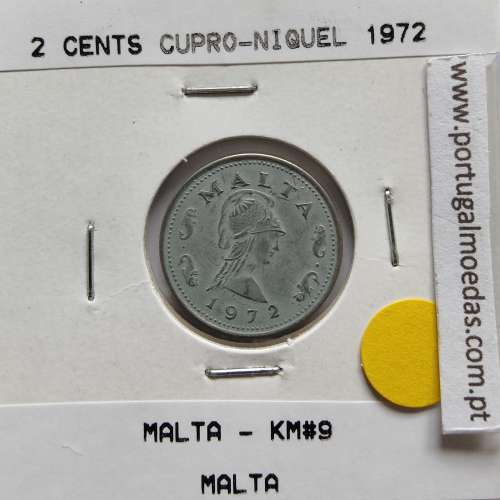 Malta 2 Cents 1977 Cupro-niquel, World Coins Malta KM 9, coin of 2 Cents 1977 Copper-nickel