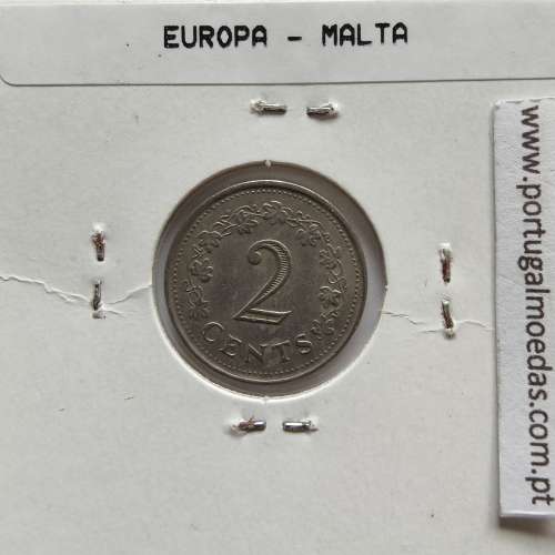 Malta 2 Cents 1977 Cupro-niquel, World Coins Malta KM 9, coin of 2 Cents 1977 Copper-nickel