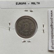 Malta 2 Cents 1977 Cupro-niquel, World Coins Malta KM 9, coin of 2 Cents 1977 Copper-nickel