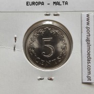 Malta 5 Cents 1972 Cupro-niquel, World Coins Malta KM 10, Coin of 5 Cents 1972 Copper-nickel