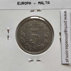 Malta 5 Cents 1972 Cupro-niquel, World Coins Malta KM 10, Coin of 5 Cents 1972 Copper-nickel