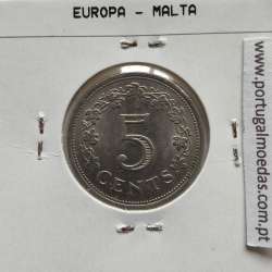 Malta 5 Cents 1976 Cupro-niquel, World Coins Malta KM 10, Coin of 5 Cents 1976 Copper-nickel