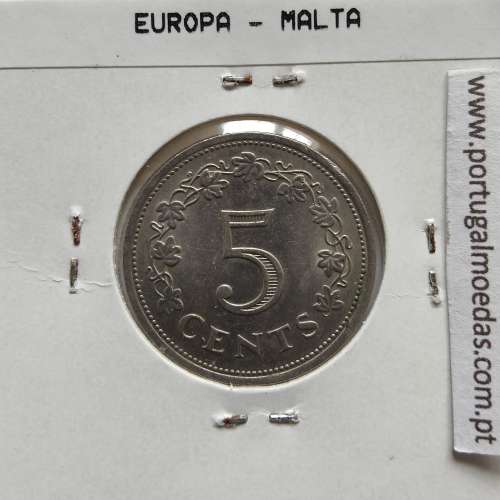Malta 5 Cents 1976 Cupro-niquel, World Coins Malta KM 10, Coin of 5 Cents 1976 Copper-nickel