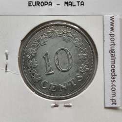 Malta 10 Cents 1972 Cupro-niquel, World Coins Malta KM 11, Coin of 10 Cents 1972 Copper-nickel