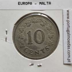 Malta 10 Cents 1972 Cupro-niquel, World Coins Malta KM 11, Coin of 10 Cents 1972 Copper-nickel