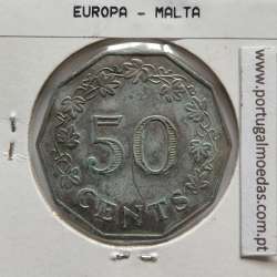 Malta 50 Cents 1972 Cupro-níquel, World Coins Malta KM 12, Coin of 50 Cents 1972 Copper-nickel