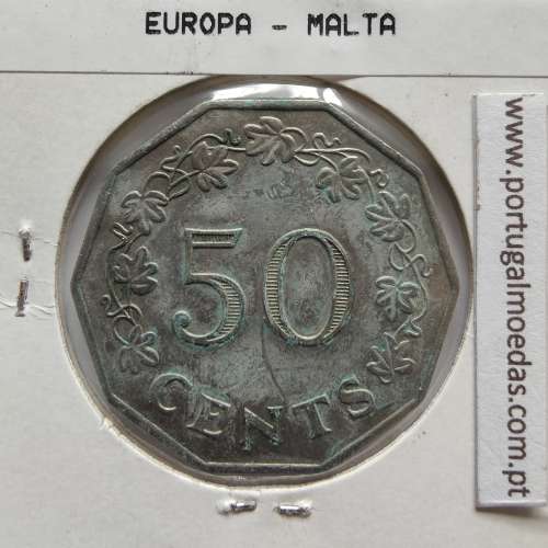 Malta 50 Cents 1972 Cupro-níquel, World Coins Malta KM 12, Coin of 50 Cents 1972 Copper-nickel