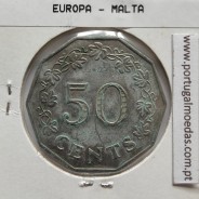 Malta 50 Cents 1972 Cupro-níquel, World Coins Malta KM 12, Coin of 50 Cents 1972 Copper-nickel