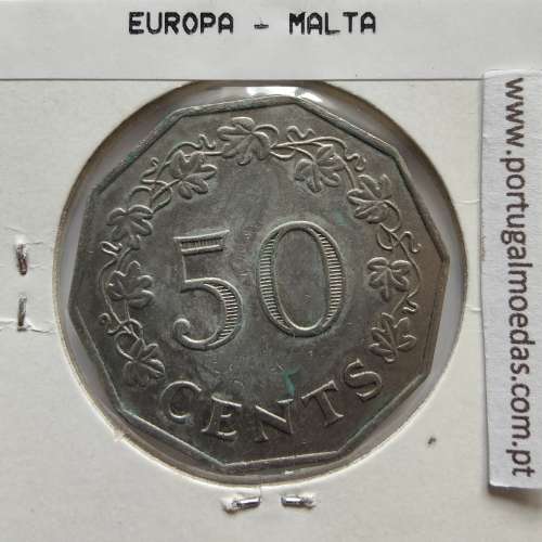 Malta 50 Cents 1972 Cupro-níquel, World Coins Malta KM 12, Coin of 50 Cents 1972 Copper-nickel