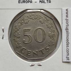 Malta 50 Cents 1972 Cupro-níquel, World Coins Malta KM 12, Coin of 50 Cents 1972 Copper-nickel