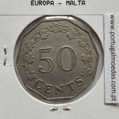Malta 50 Cents 1972 Cupro-níquel, World Coins Malta KM 12, Coin of 50 Cents 1972 Copper-nickel