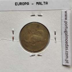 Malta 1 Cent 1991 Latão Níquel, World Coins Malta KM 93, Coin of 1 Cent 1991 Latão Níquel