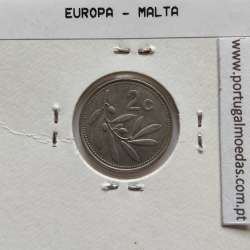 Malta 2 Cents 1986 Cupro-níquel, World Coins Malta KM 79, Coin of 2 Cents 1986 Copper-nickel