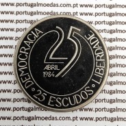 Ensaio moeda 25 Escudos 25 Abril 1984 Prova em Relevo PROOF + Carteira Prova, Muito rara no seu conjunto da carteira mais moeda