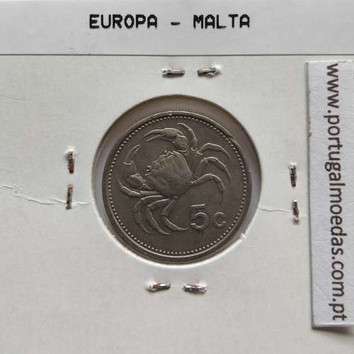 Malta 5 Cents 1986 Cupro-niquel, World Coins Malta KM 77, coin of 5 Cents 1986 Cupro-níquel