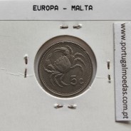 Malta 5 Cents 1986 Cupro-niquel, World Coins Malta KM 77, coin of 5 Cents 1986 Cupro-níquel