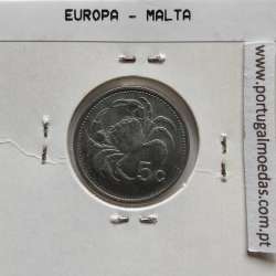 Malta 5 Cents 1986 Cupro-niquel, World Coins Malta KM 77, Coin of 5 Cents 1986 Copper-nickel