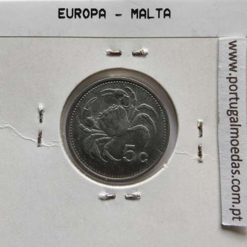 Malta 5 Cents 1986 Cupro-niquel, World Coins Malta KM 77, Coin of 5 Cents 1986 Copper-nickel