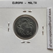 Malta 5 Cents 1986 Cupro-niquel, World Coins Malta KM 77, Coin of 5 Cents 1986 Copper-nickel