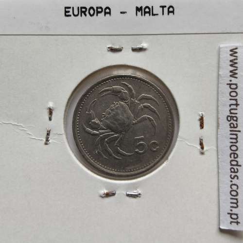 Malta 5 Cents 1986 Cupro-niquel, World Coins Malta KM 77, Coin of 5 Cents 1986 Copper-nickel