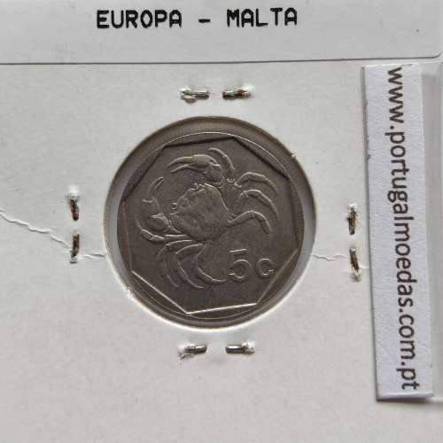 Malta 5 Cents 1991 Cupro-niquel, World Coins Malta KM 95, Coin of 5 Cents 1991 Copper-nickel