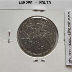 Malta 25 Cents 1986 Cupro-niquel, World Coins Malta KM 80, Coin of 25 Cents 1986 Copper-nickel