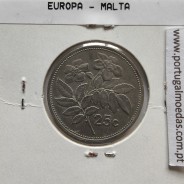 Malta 25 Cents 1986 Cupro-niquel, World Coins Malta KM 80, Coin of 25 Cents 1986 Copper-nickel