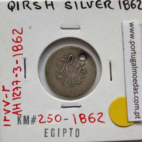 Egito 1 Qirsh 1862 - 1277 prata,  Egypt coin of 1 Qirsh 1862 - 1277 Silver, World Coins Egypt KM 250