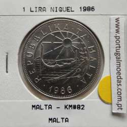 Malta 1 Lira 1986 Níquel, World Coins Malta KM 82, Coin of 1Lira 1986 Nicke