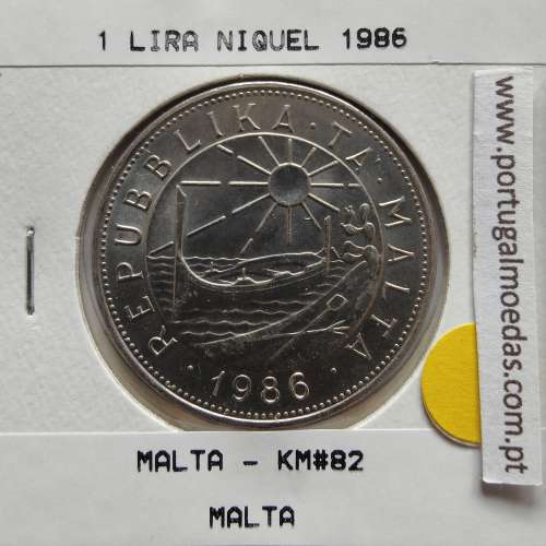 Malta 1 Lira 1986 Níquel, World Coins Malta KM 82, Coin of 1Lira 1986 Nicke