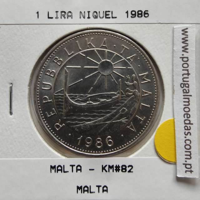 Malta 1 Lira 1986 Níquel, World Coins Malta KM 82, Coin of 1Lira 1986 Nicke