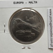 Malta 1 Lira 1986 Níquel, World Coins Malta KM 82, Coin of 1Lira 1986 Nickel