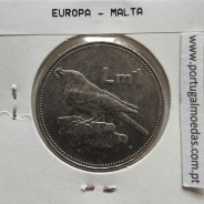 Malta 1 Lira 1986 Níquel, World Coins Malta KM 82, Coin of 1Lira 1986 Nickel
