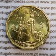 Macau 20 Avos 1993 Latão Níquel , Macao Portuguese Colony 20 avos 1993, (Soberba), Ex-Colónia Macau, World Coins Macao KM 71