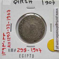 Egito 1 Qirsh 1907 - 1293 Cupro-niquel,  Egypt coin of 1 Qirsh 1907 - 1293 Copper-Nickel, World Coins Egypt KM 299