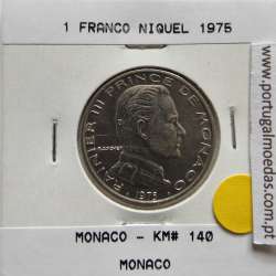 Mónaco 1 Franco 1975 Níquel, World Coins Monaco KM 140, coin 1 Franc 1975 Nickel