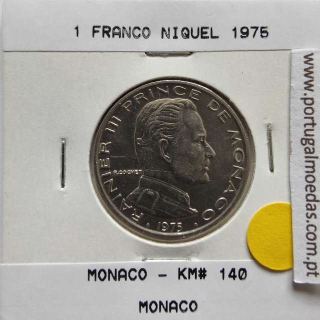 Mónaco 1 Franco 1975 Níquel, World Coins Monaco KM 140, coin 1 Franc 1975 Nickel