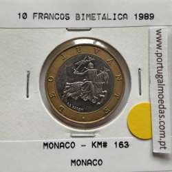 Mónaco 10 francos 1989 Bimetálica, World Coins Monaco KM 163, coin 10 Francs 1989 Bimetallic