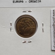 Croácia 5 Lipe 1993 Aço-latão, World Coins Croatia KM 5, coin of 5 Lipe 1993 Brass plated steel
