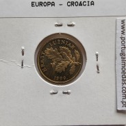 Croácia 5 Lipe 1993 Aço-latão, World Coins Croatia KM 5, coin of 5 Lipe 1993 Brass plated steel