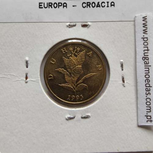 Croácia 10 Lipa 1993 Aço-latão, World Coins Croatia KM 6, coin of 10 Lipa 1993 Brass plated steel