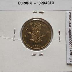 Croácia 10 Lipa 1999 Aço-latão, World Coins Croatia KM 6, coin of 10 Lipa 1999 Brass plated steel