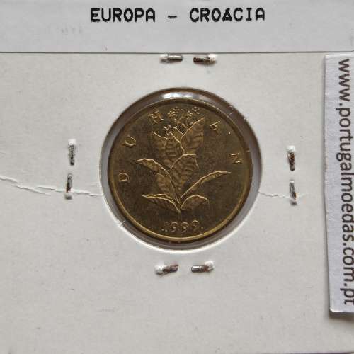 Croácia 10 Lipa 1999 Aço-latão, World Coins Croatia KM 6, coin of 10 Lipa 1999 Brass plated steel