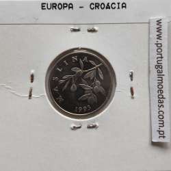 Croácia 20 Lipa 1993 Aço-Niquel, World Coins Croatia KM 7, coin of 20 Lipa 1993 Nickel plated steel