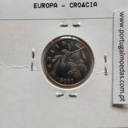 Croácia 20 Lipa 2007 Aço-Niquel, World Coins Croatia KM 7, coin of 20 Lipa 2007 Nickel plated steel