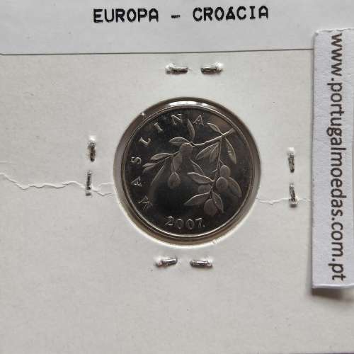 Croácia 20 Lipa 2007 Aço-Niquel, World Coins Croatia KM 7, coin of 20 Lipa 2007 Nickel plated steel