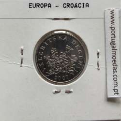 Croácia 50 Lipa 2007 Aço-Niquel, World Coins Croatia KM 8, coin of 50 Lipa 2007 Nickel plated steel